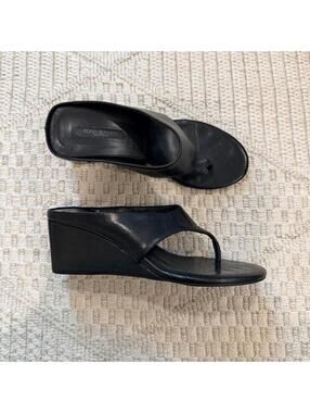 Tony Bianco Swift Wedge Thong Sandal in Black Vintage